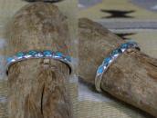 Vintage Zuni Turquoise Inlay Casted Silver Cuff c.1960～