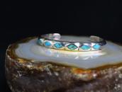 Vintage Zuni Turquoise Inlay Casted Silver Cuff c.1960～