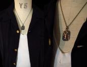 Antique 卍 Stamped  Horse Patch Tag Pendant Necklace  c.1930