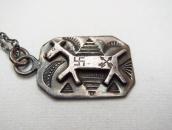 Antique 卍 Stamped  Horse Patch Tag Pendant Necklace  c.1930