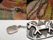 Antique 卍 Stamped  Horse Patch Tag Pendant Necklace  c.1930