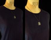 Antique 卍 Stamped  Horse Patch Tag Pendant Necklace  c.1930