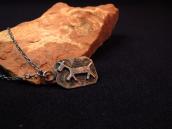 Antique 卍 Stamped  Horse Patch Tag Pendant Necklace  c.1930
