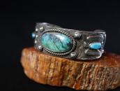Atq 卍 & T-bird Repoused Coin Silver Cuff w/Turquoise c.1920～