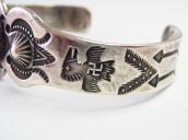 Atq 卍 Thunderbird Stamped Silver Cuff Bracelet w/TQ  c.1920～