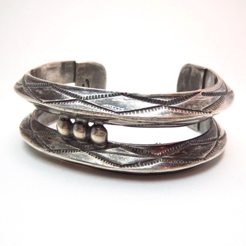 Vintage Heavy Double TriangleWire Cuff Bracelet  c.1945～