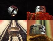 Vintage Thunderbird & Scenery Stamped Ring  c.1930