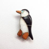 Zuni Vintage Channel Inlay Penguin Shape Pin  c.1930～