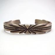 Antique Burst Stamped Ingot Silver Cuff Bracelet  c.1920