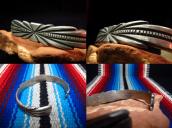 Antique Burst Stamped Ingot Silver Cuff Bracelet  c.1920