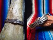 Antique Burst Stamped Ingot Silver Cuff Bracelet  c.1920