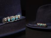 Atq Navajo Hi-Grade Turquoise Row Ingot Silver Pin c.1930～