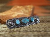 Atq Navajo Hi-Grade Turquoise Row Ingot Silver Pin c.1930～