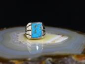 Vintage Navajo Turquoise Inlay Cast Silver Mens Ring c.1965～