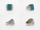 Vintage Navajo Turquoise Inlay Cast Silver Mens Ring c.1965～