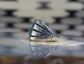 Vintage Navajo Turquoise Inlay Cast Silver Mens Ring c.1965～
