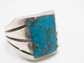 Vintage Navajo Turquoise Inlay Cast Silver Mens Ring c.1965～