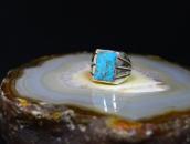Vintage Navajo Turquoise Inlay Cast Silver Mens Ring c.1965～