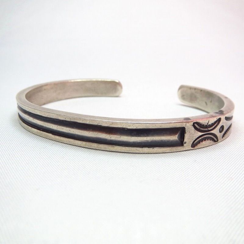 Early Navajo Flat Stamped Ingot Silver Cuff c.1930