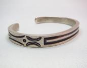 Early Navajo Flat Stamped Ingot Silver Cuff c.1930