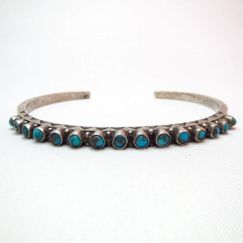 Antique Zuni Stamped Cuff w/15 Great TQ  c.1930～
