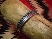 Antique Zuni Stamped Cuff w/15 Great TQ  c.1930～