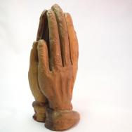 Vintage Woodcarving Praying Hands Cards Stand