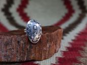 Antique Hopi Stamped Hollow Form Face Silver Ring  c.1940～