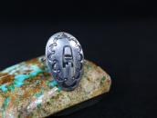 Antique Hopi Stamped Hollow Form Face Silver Ring  c.1940～