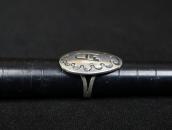 Antique Hopi Stamped Hollow Form Face Silver Ring  c.1940～