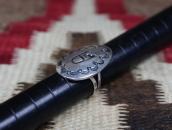 Antique Hopi Stamped Hollow Form Face Silver Ring  c.1940～