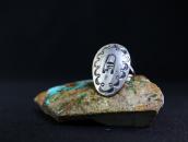 Antique Hopi Stamped Hollow Form Face Silver Ring  c.1940～