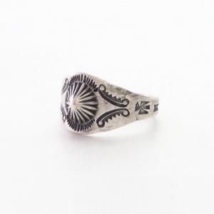 Antique Navajo Concho Repoused & T-bird Stamped Ring c.1930～