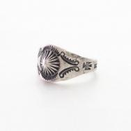 Antique Navajo Concho Repoused & T-bird Stamped Ring c.1930～