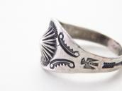 Antique Navajo Concho Repoused & T-bird Stamped Ring c.1930～
