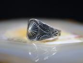 Antique Navajo Concho Repoused & T-bird Stamped Ring c.1930～