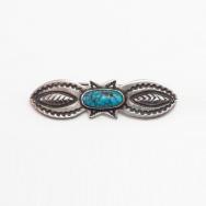 Atq Navajo Stamped Small Pin w/Gem Quality Turquoise c.1930～