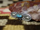 Atq Navajo Stamped Small Pin w/Gem Quality Turquoise c.1930～