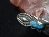 Atq Navajo Stamped Small Pin w/Gem Quality Turquoise c.1930～