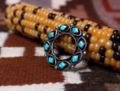 Vintage Zuni Wheel Shaped Pin w/Rhombus Turquoise  c.1955～