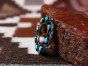 Vintage Zuni Wheel Shaped Pin w/Rhombus Turquoise  c.1955～