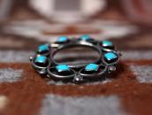 Vintage Zuni Wheel Shaped Pin w/Rhombus Turquoise  c.1955～