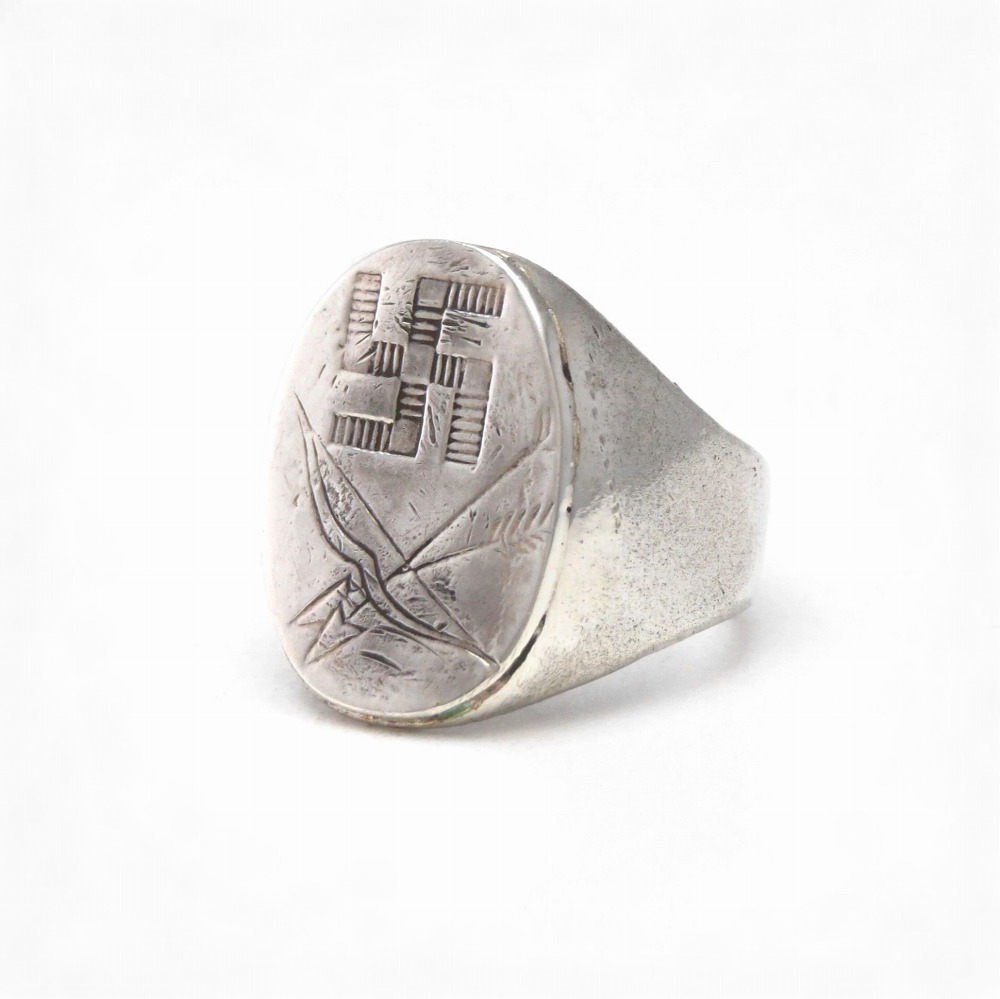 Antique 卍 / Bow & Arrows Stamped Tourist Seal Ring  c.1910～