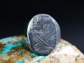 Antique 卍 / Bow & Arrows Stamped Tourist Seal Ring  c.1910～