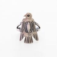 Antique Navajo Stamped T-bird Face Ingot Silver Ring c.1930～