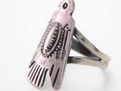Antique Navajo Stamped T-bird Face Ingot Silver Ring c.1930～