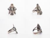 Antique Navajo Stamped T-bird Face Ingot Silver Ring c.1930～