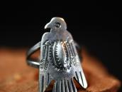 Antique Navajo Stamped T-bird Face Ingot Silver Ring c.1930～