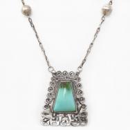 Antique Navajo Chain Necklace w/卍&T-bird Stamped Top c.1920～