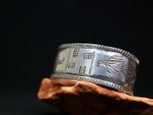 Antique Navajo 卍 & T-bird Stamped Ingot Silver Cuff  c.1915～